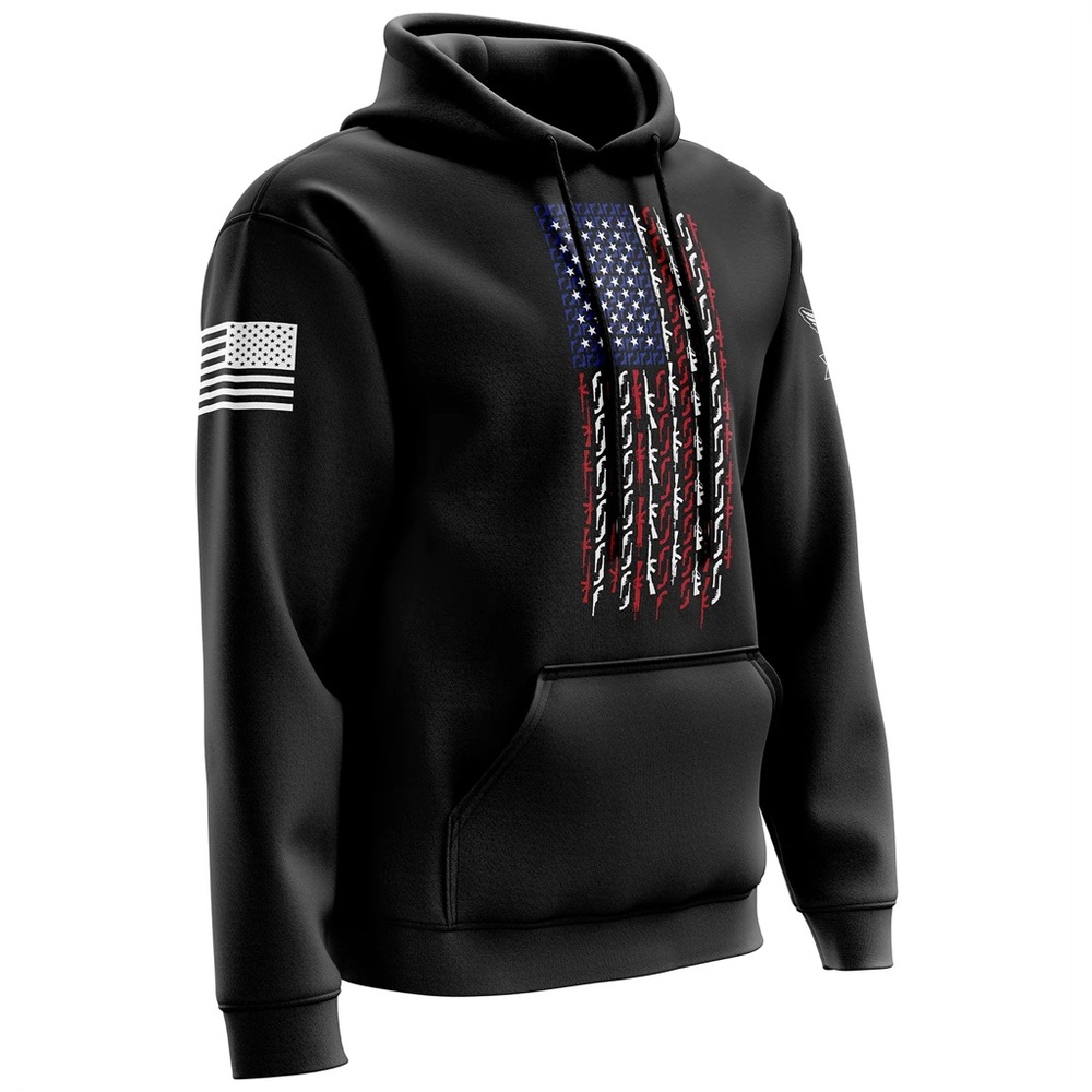 We‎ The People AMERICAN FLAG IN GUNS - PATRIOTIC COLORS HOODIE Size Large EUC
